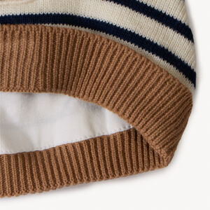 Bonnet en tricot rayé avec patch chien pour bébé garçon 