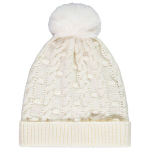 Bonnet en tricot torsadé avec pompon pour fille 