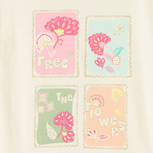 T-shirt manches courtes avec print timbres fille 
