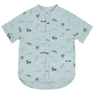 Gestreept en fantasieprint kort mouwen hemd voor jongens 