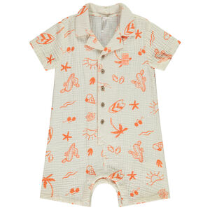 Korte jumpsuit in vakantieprint voor babyjongen 