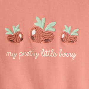 T-shirt manches longues fantaisie bébé fille broderies baies 