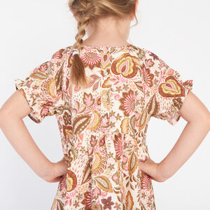 Robe manches courtes imprimé folklorique pour fille 