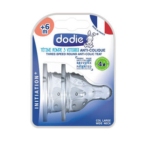 Set de 2 tétines en silicone 3 vitesses + de 6 mois spécial liquides épais - Initiation + 