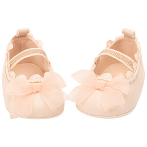 Babies rose clair avec nœuds en tulle pour bébé fille 