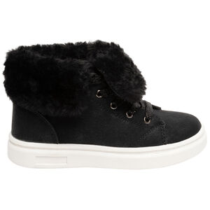 Zwarte laarsjes met kraag in namaakbont, voor meisjes 