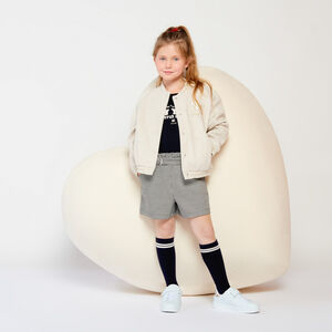 T-shirt met lange mouwen en contrasterend geborduurde lusletters voor meisjes zwart Classy College 