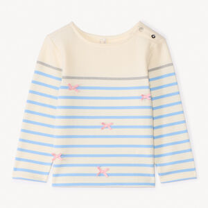 Marinière met lange mouwen van fleece met een strik van satin voor meisje baby 