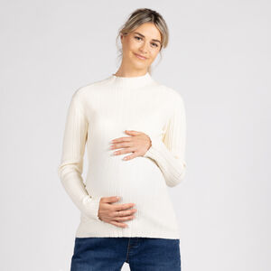 Pull chaussette côtelé à col montant pour femme 