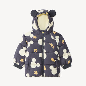 Baby jongensdonsjas met capuchon Mickey Disney gevoerd met micropolar. 