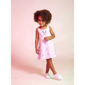 Jurk in jersey met Minnie Disney print en stippen voor meisjes 