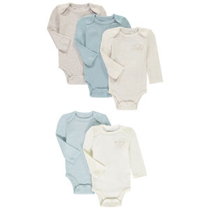 Lot de 5 bodies manches longues prints animaux pour bébé garçon 