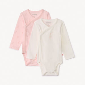 Lot de 2 bodies manches longues motifs lapins pour bébé fille 