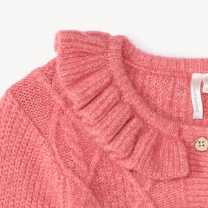 Gebreid vest met kabelpatroon en gerimpeld boordkraagje voor meisjes 