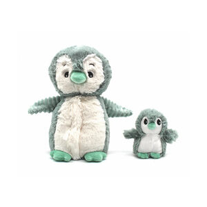 Peluche moyenne/grande Ptipotos maman pingouin et son bébé menthe  