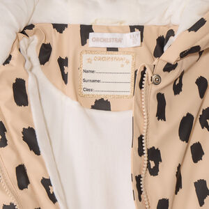 Beige waterafstotende parkajas met luipaardprint voor meisjes 