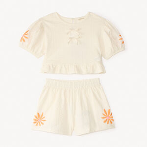 Korte 2-delige set van seersucker voor meisjes 