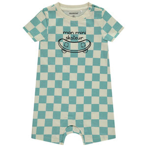 Combishort met dambordprint en skateprint voor baby jongen 