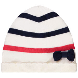 Bonnet rayé à nœud fantaisie pour bébé fille 
