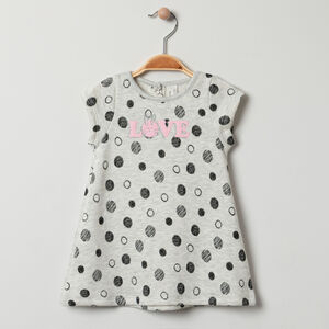 Robe manches courtes en maille chinée avec chats en sherpa 