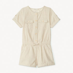 Korte jumpsuit van effen canvas voor meisjes 