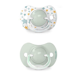 Set van 2 fopspeenen siliconen SX Pro 6-18M Dreams Blue 