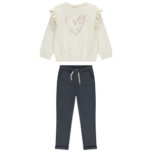 Ensemble jogging avec sweat volanté fille 