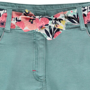 Short van canvas met knoopriem voorzien van bloemenprint voor meisjes 