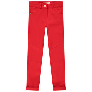 Pantalon milano uni avec empiècements aux genoux pour fille 
