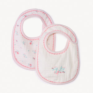 Lot de 2 bavoirs en gaze à motif fantaisie pour bébé fille 