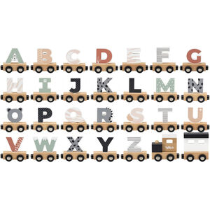 Houten letter G met magneten voor kleurrijke trein 