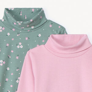 Set van 2 ondertruien met coltrui voor meisjes, een effen en een met print 