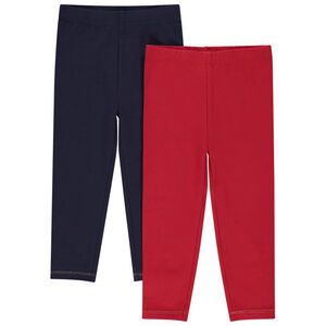 Set van 2 effen katoenen leggings meisjes 