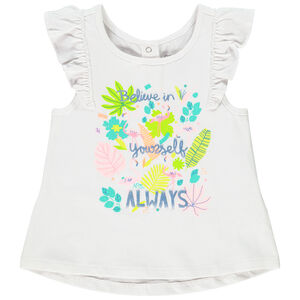 Débardeur manches courtes volantées avec print pour bébé fille 