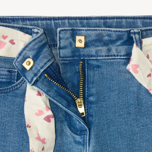 Slim jeans voor meisjes met stoffen riem 