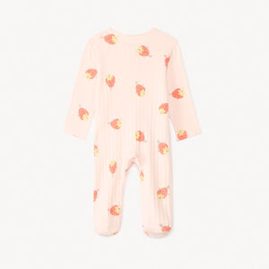 Donsch One-Piece met aardbeienprint + slabbetje voor meisjesbaby's 