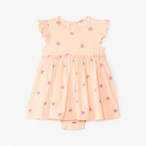 2-in-1 jurk met kreukeffect en fantasieprint voor meisjesbaby 