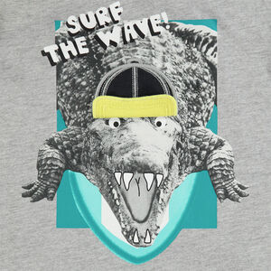 Korte mouwen T-shirt met kap en krokodilprint 