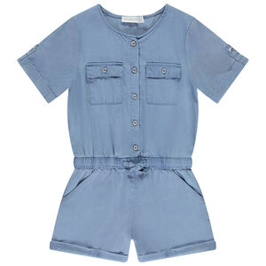 Effen serge combishort voor meisjes 