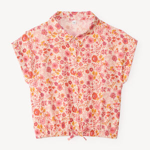 Chemise manches courtes fille imprimé fleuri 