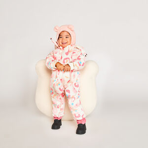 Speelse sherpa capuchon effen roze voor babymeisje 