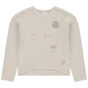 Pull en tricot côte avec détails patchs brodés Minnie Disney pour fille 