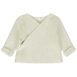 Gilet cache effet cœur uni en tricot pour bébé  