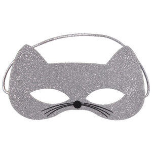 Glitterend zilveren kattenmasker voor kinderen 