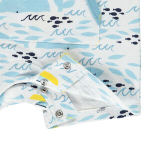 Korte jumpsuit in fantasie jersey voor babyjongen 