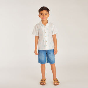 Korte mouwen Cubaans coll shirt met zeesterprint voor jongens 