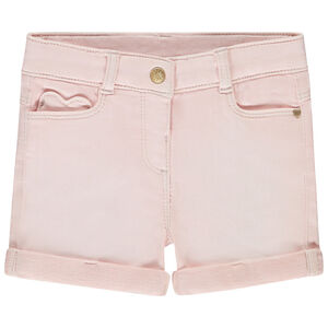 Short uni effet denim avec poche cœur pour bébé fille 