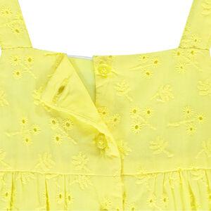 Barboteuse à bretelles en broderie anglaise pour bébé fille 