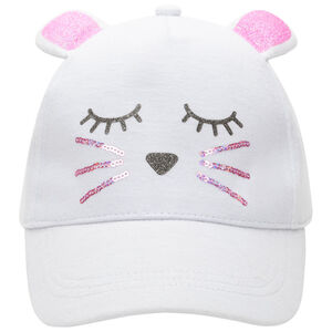 Casquette souris ludique en toile et détails pailletés 