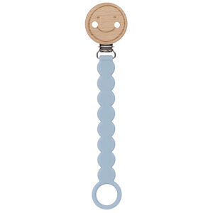 Fopspeenhouder Hout & Silicone Tiny Smile Poederblauw 